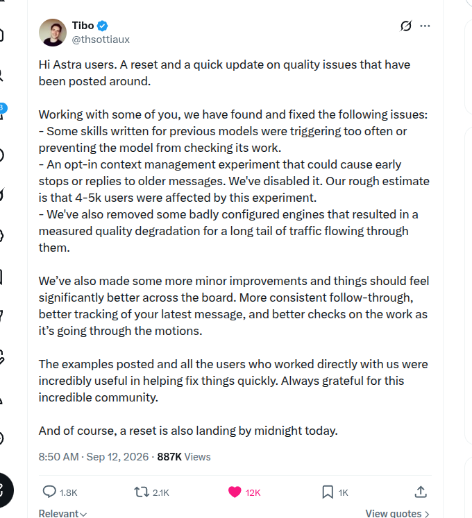 OpenAI says it has resolved the main GPT-6 Astra quality issues