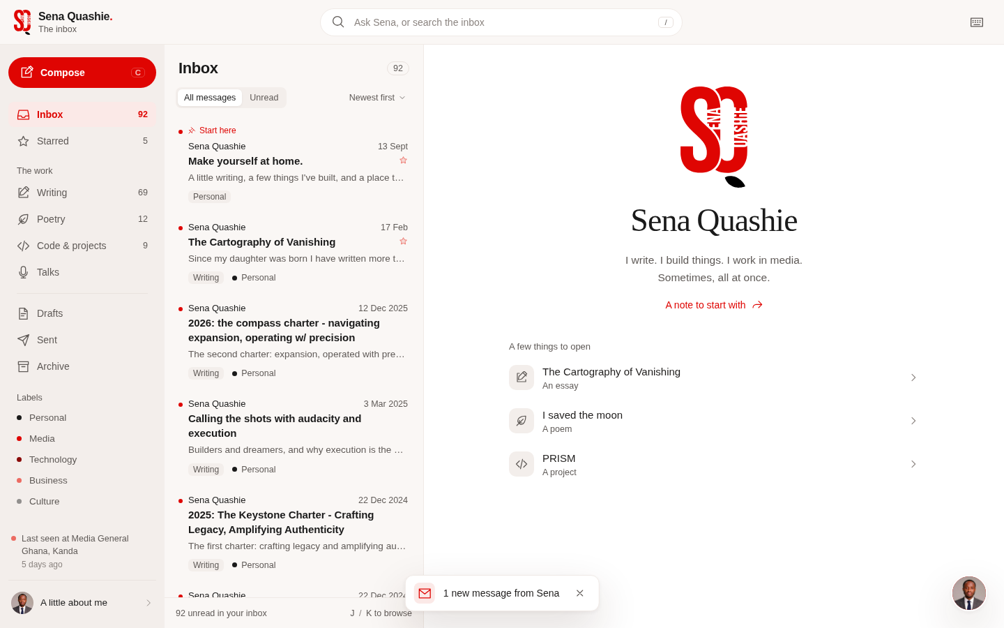 Sena Quashie:以收件箱为隐喻的主页