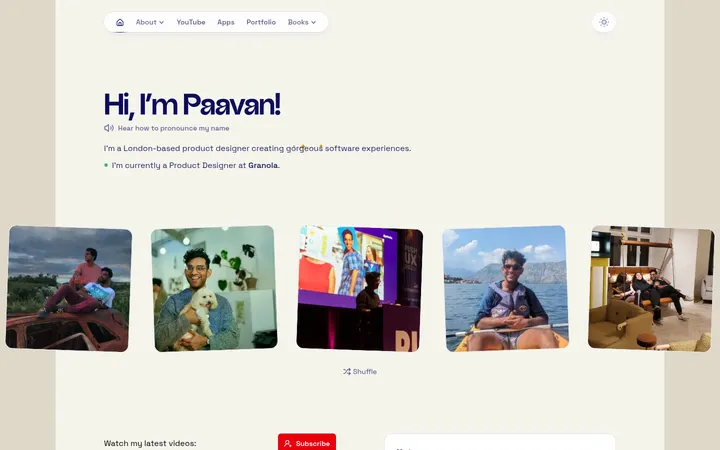 Paavan Buddhdev 个人站的项目页视觉风格