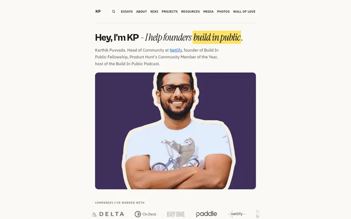 Karthik Puvvada 自建个人网站