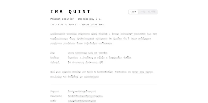 Ira Quint 的点击才揭开的极简主页