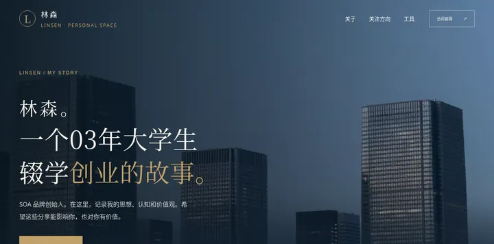 林森：03 年辍学创业者的个人站
