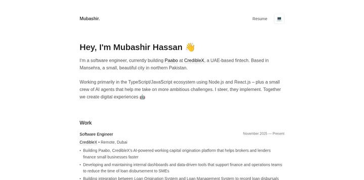 Mubashir Hassan 给个人站配好 OG 分享图