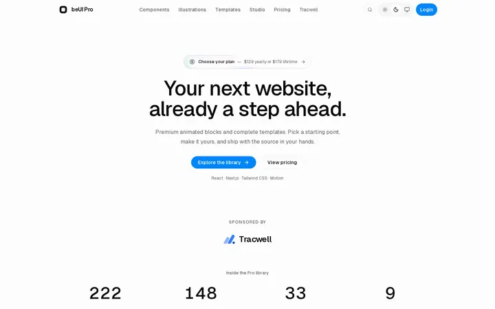beUI Pro：动效 React 组件的营销站