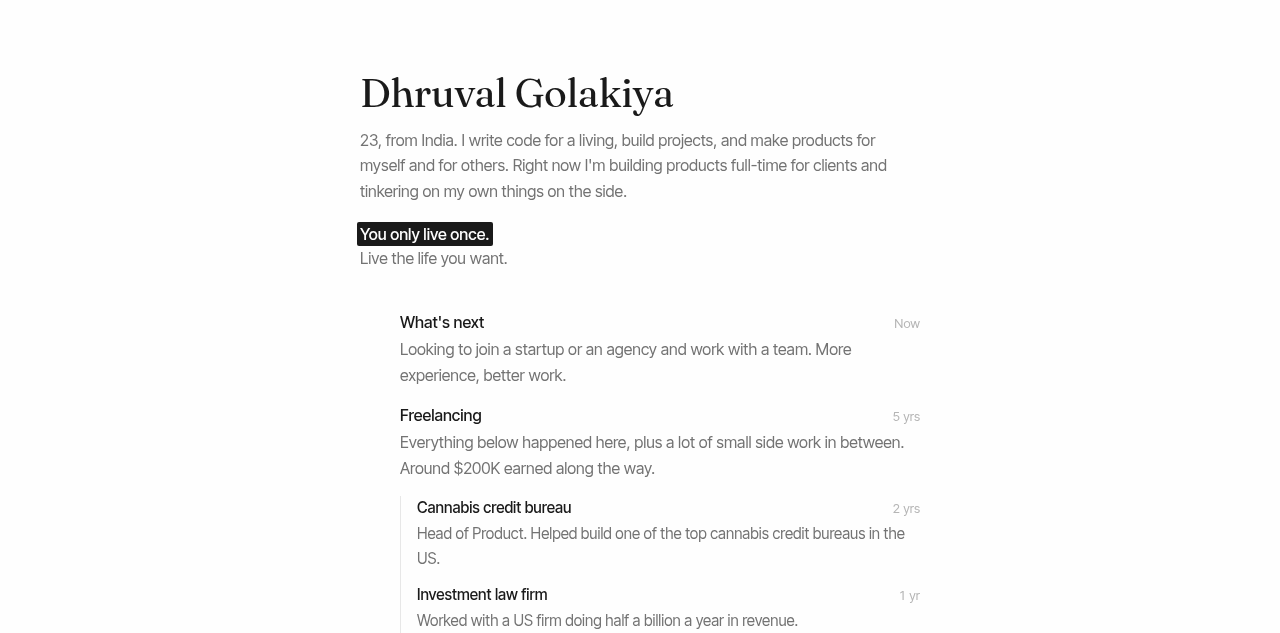 Dhruval Golakiya 五年后终于上线个人站