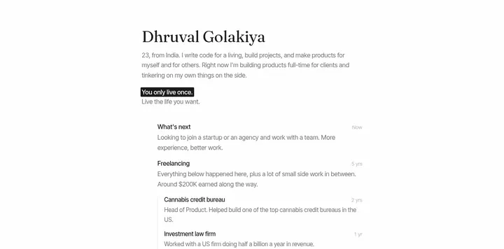 Dhruval Golakiya 五年后终于上线个人站