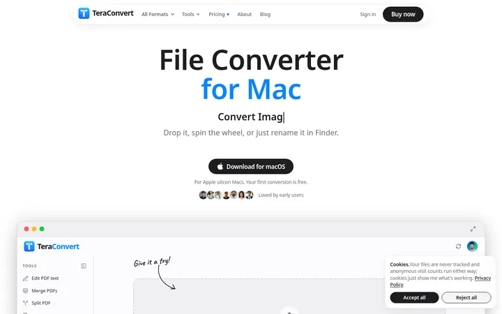 TeraConvert：离线私密的 Mac 文件转换器落地页