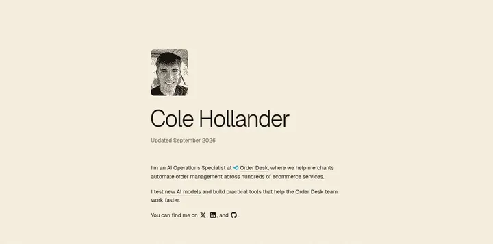 Cole Hollander 重设计个人网站