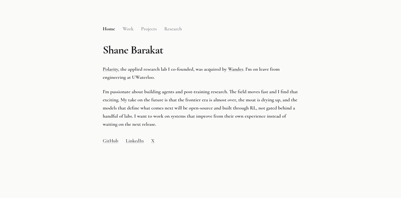 Shane Barakat 更新个人网站