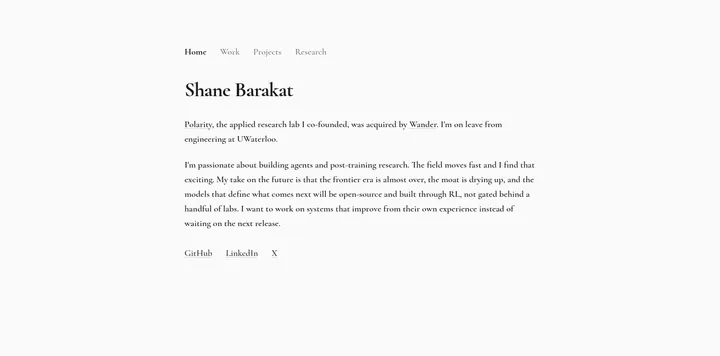Shane Barakat 更新个人网站