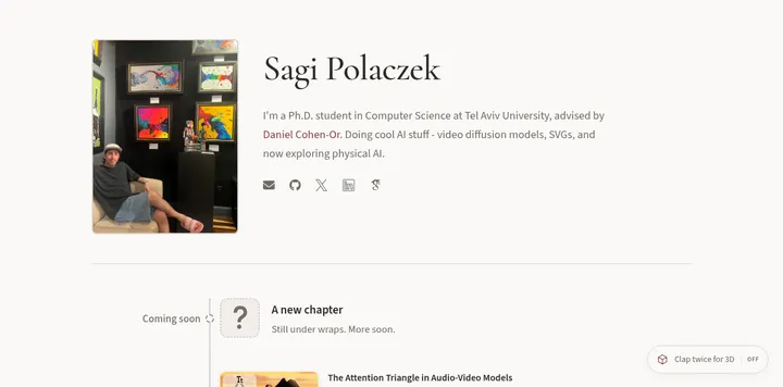 Sagi Polaczek 用 Astra 重做个人网站