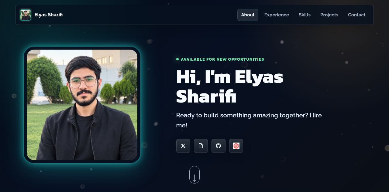 Elyas Sharifi 更新个人作品集并转向 TypeScript