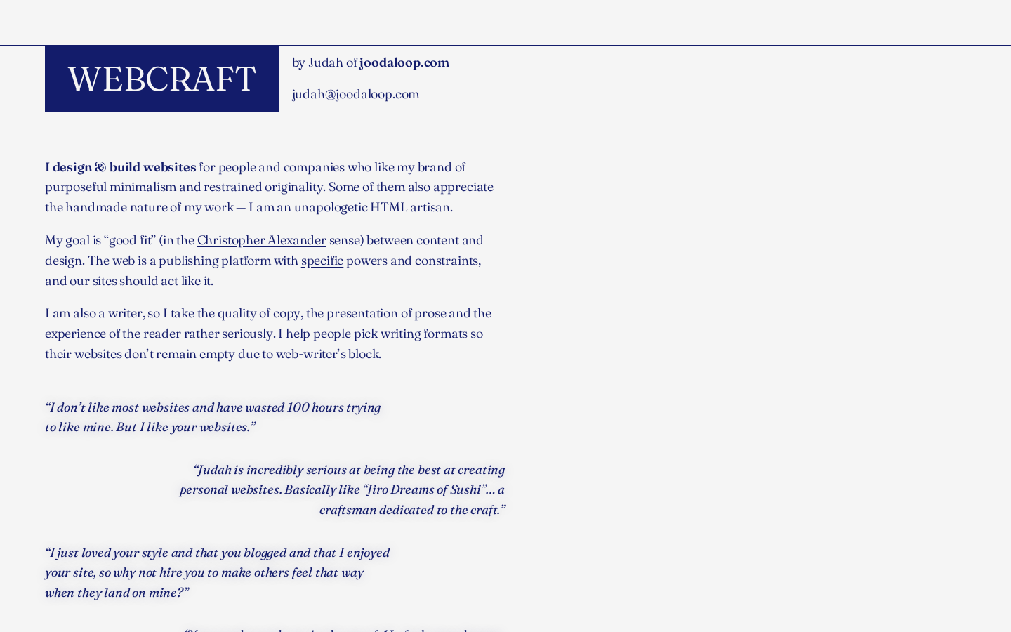 WEBCRAFT: a print-flavored services site for HTML craftspeople