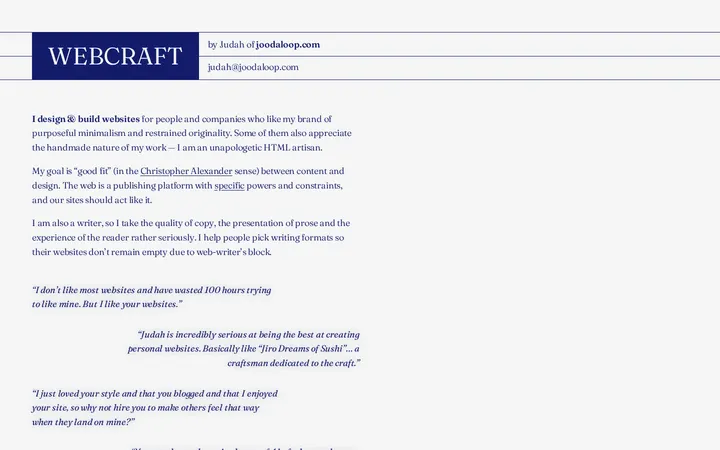 WEBCRAFT: a print-flavored services site for HTML craftspeople