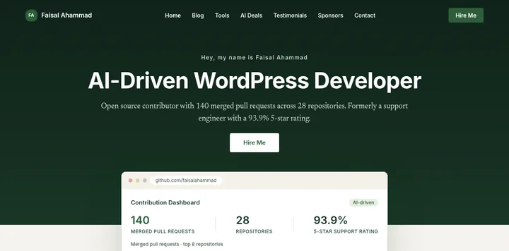 WordPress 开发者 Faisal 改版个人站
