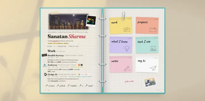 Sanatan Sharma 的 journal 风格作品集改版