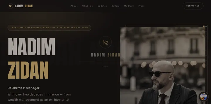 Nadim Zidan 上线迪拜艺人经纪/加密领域个人站