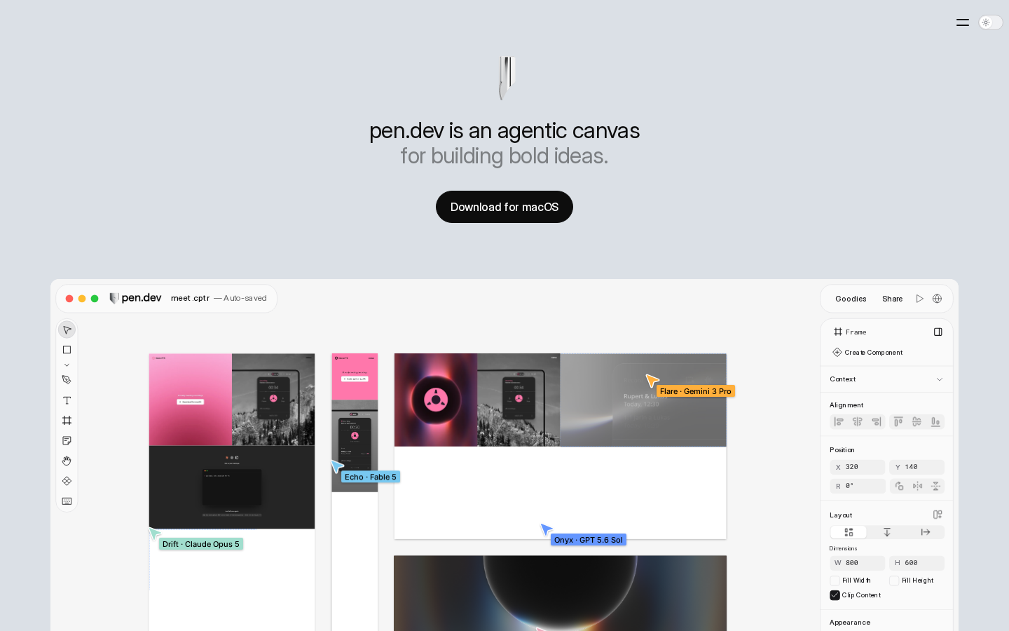 pen.dev: a minimal agentic canvas built for AI agents