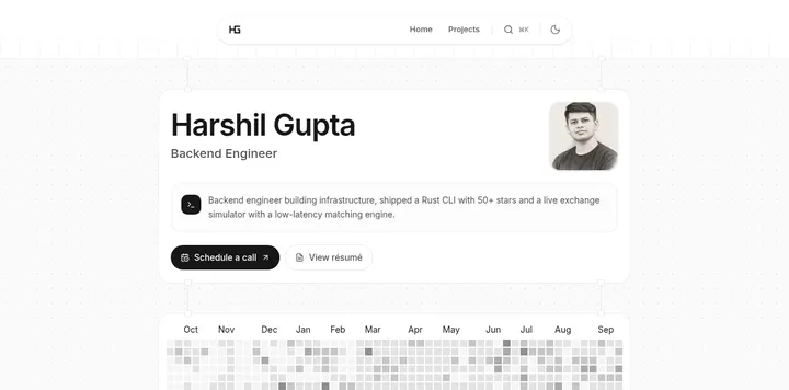 Backend engineer Harshil Gupta updates portfolio