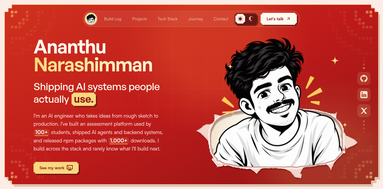 Ananthu redesigns portfolio from scratch with a cleaner direction