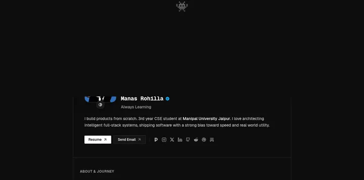 Manas Rohilla updates personal portfolio site