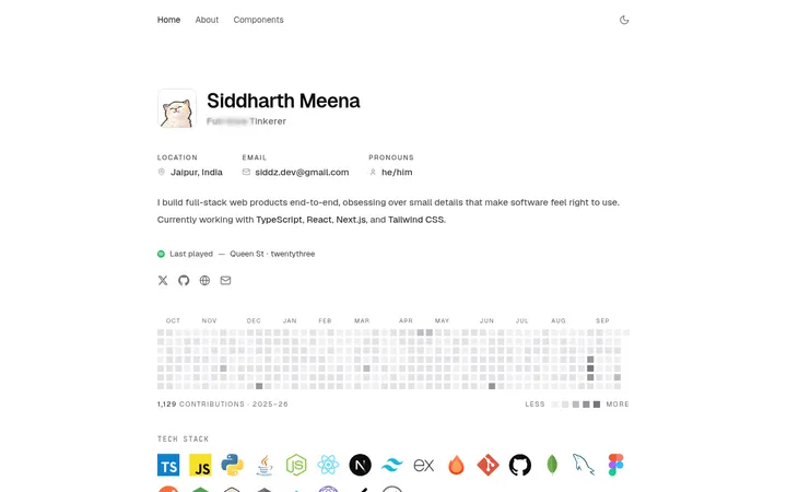Siddharth Meena 全栈开发者主页