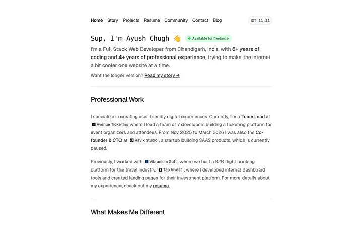 Ayush Chugh 全栈开发者作品集