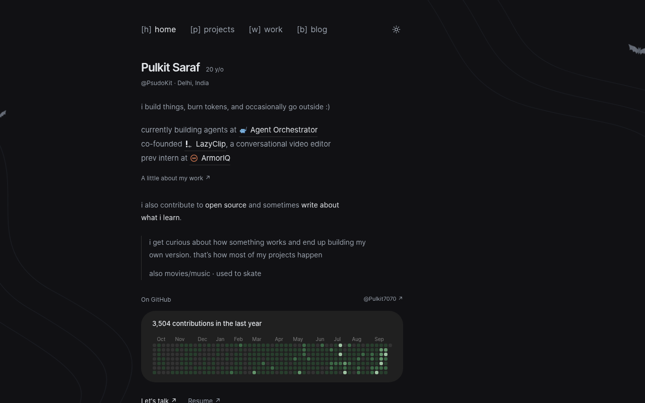 Pulkit Saraf(PsudoKit)AI 工程师主页