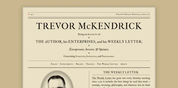 Trevor McKendrick 的个人站被推荐