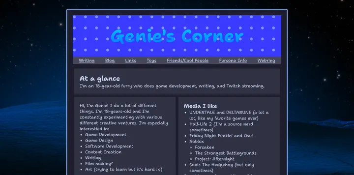 游戏开发者 Genie 的个人站 Genie's Corner