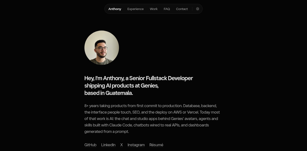 Anthony Cifuentes 更新高级全栈开发者作品集