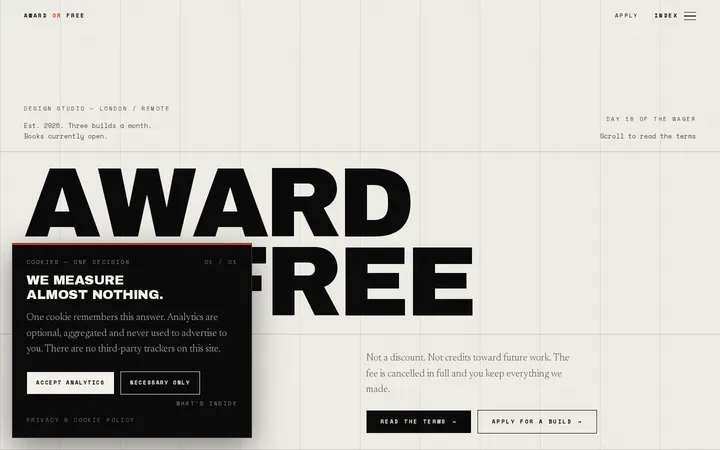 Award OR Free：不获奖就不收钱的伦敦网页工作室