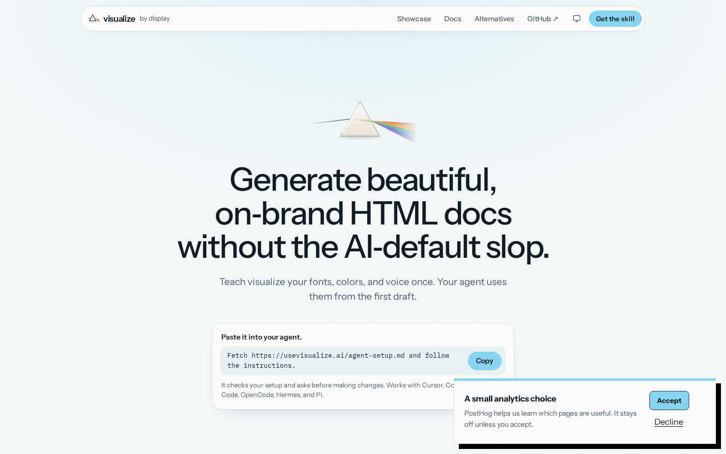 visualize:教 Agent 吐出品牌感 HTML 的 Skill