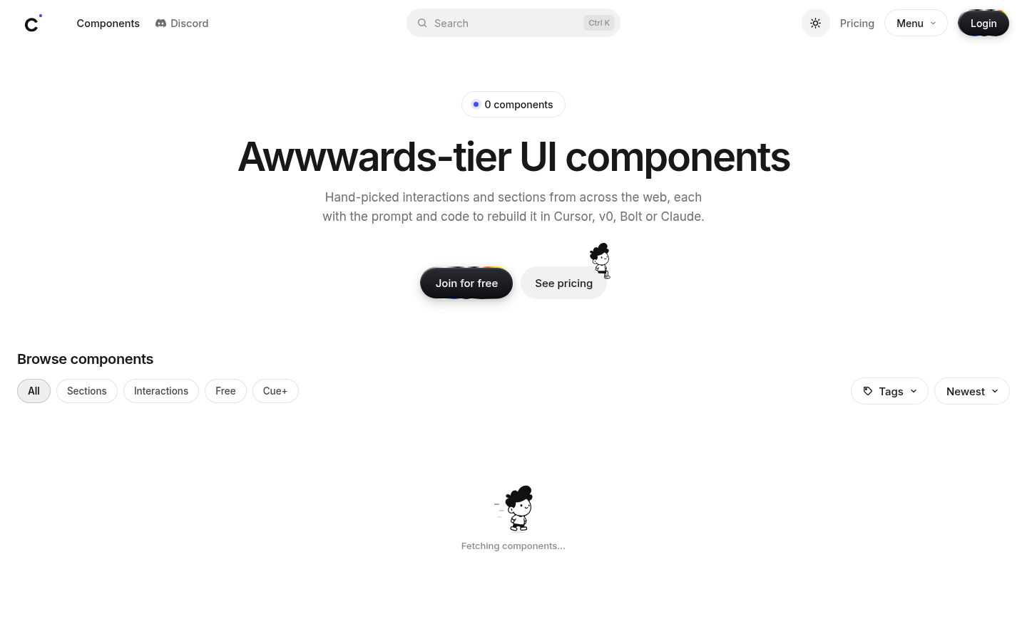 Cue:Awwwards 级 UI 组件库的白底货架