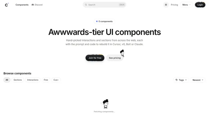 Cue：Awwwards 级 UI 组件库的白底货架