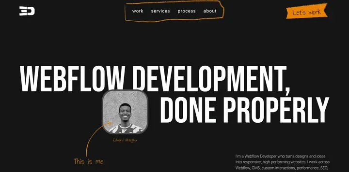 Edward Ukaegbu redesigns Webflow creative portfolio