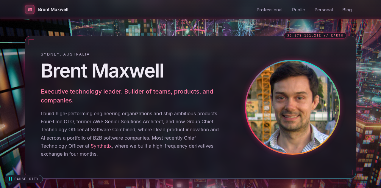 Brent Maxwell 的赛博朋克动态个人站