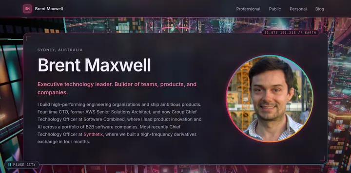 Brent Maxwell 的赛博朋克动态个人站