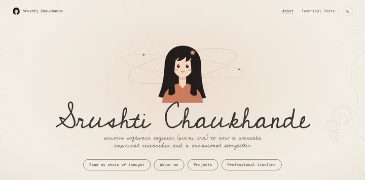 Srushti Chaukhande 的手绘风个人主页