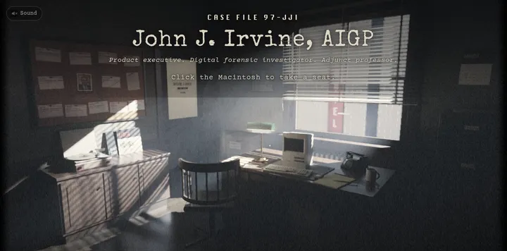 John Irvine 让 Claude 做成「案卷」主题的人生网站