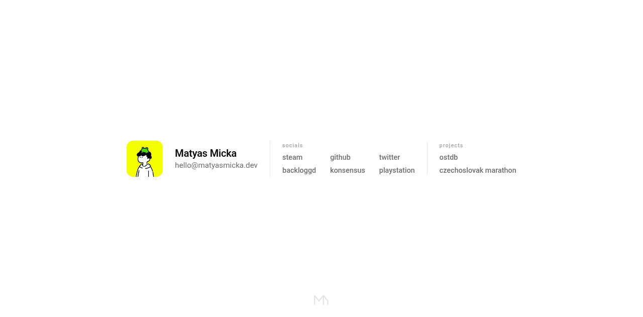 Matyas Micka 的极简个人站与游戏清单