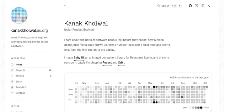 产品工程师 Kanak Kholwal 的个人站改版