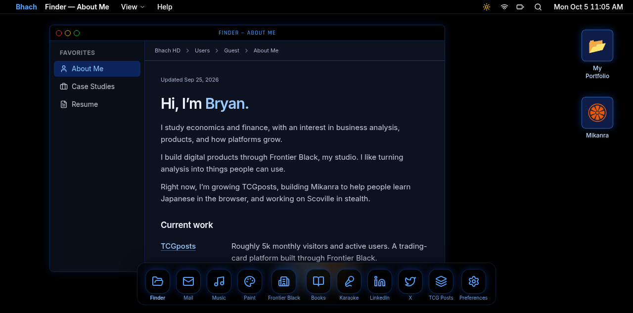 Bryan 做成 macOS 桌面的个人站
