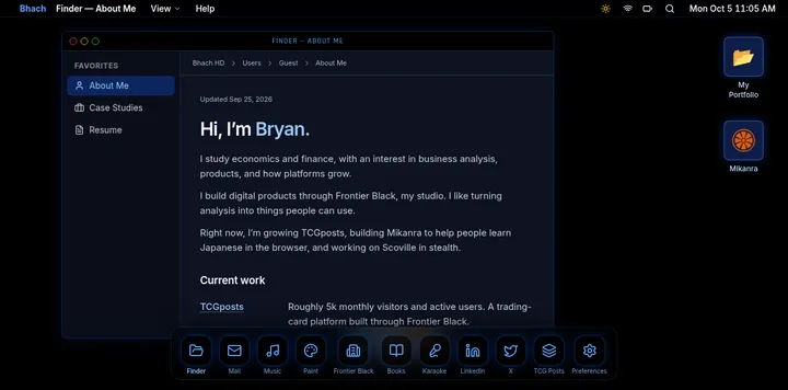 Bryan 做成 macOS 桌面的个人站