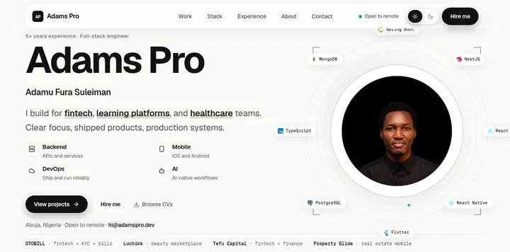 全栈与 AI 工程师 Adams Pro 的个人站