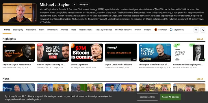 Michael Saylor 改版上线的个人网站 michael.com