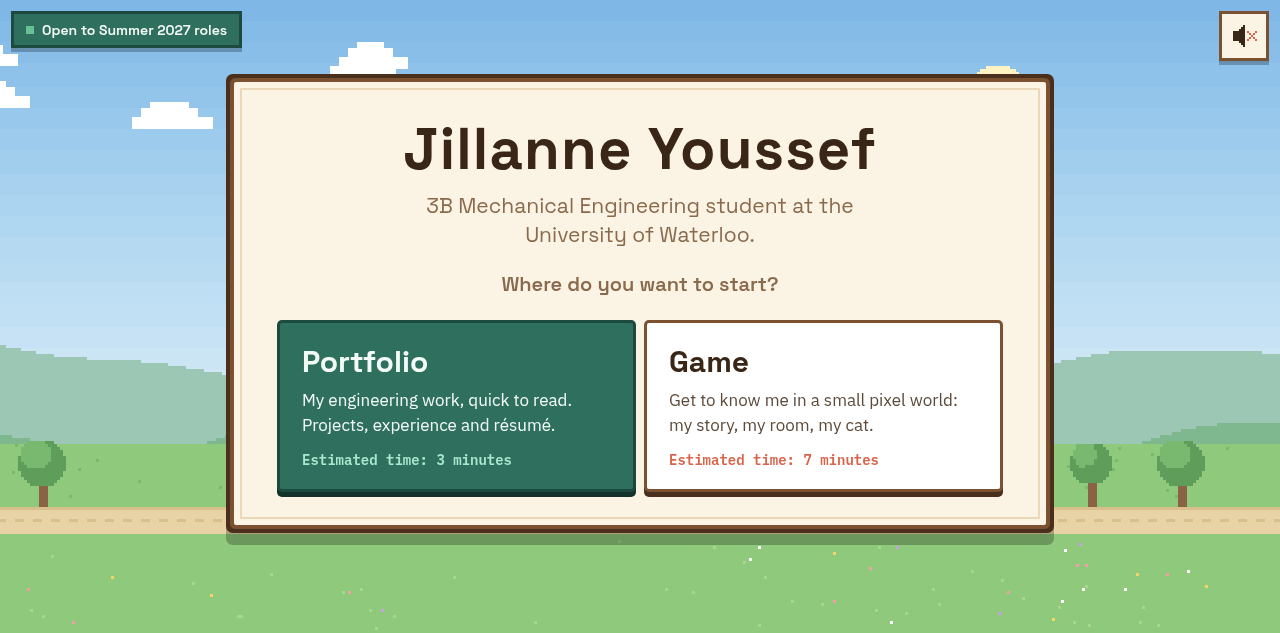 机械工程学生 Jillanne Youssef 的像素游戏个人站