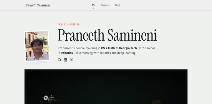 佐治亚理工学生 Praneeth Samineni 的机器人学个人站