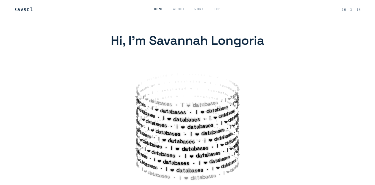 开发者布道师 Savannah Longoria 的数据库主题个人站