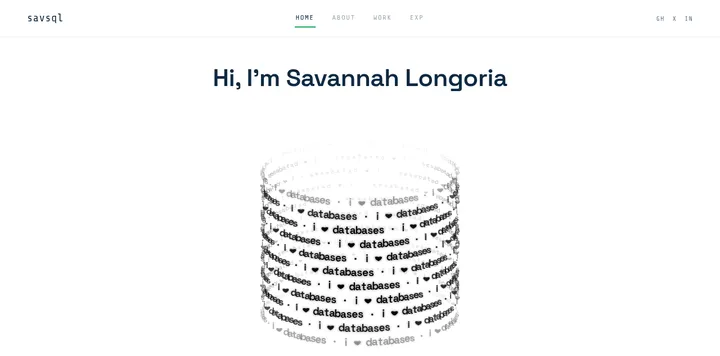 开发者布道师 Savannah Longoria 的数据库主题个人站